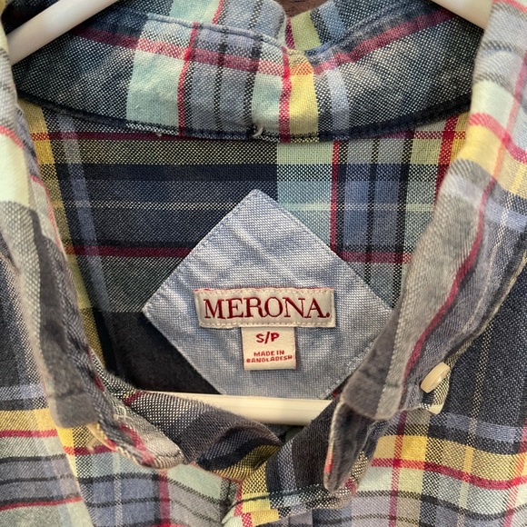 MERONA BLUE PLAID COTTON S/S SHIRT; Like-New; Size Small; $8 - Picture 7 of 16